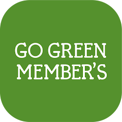 unnamed - SomethingBeautiful!! Green rounded badge with the text 'GO GREEN MEMBER'S' in white letters, likely indicating a sustainability program or membership badge.