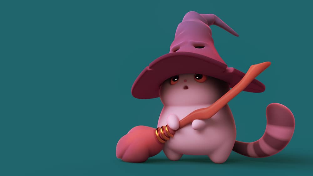 SurprisedKawaiiWizardCatInABigWitchsPurpleHat - SomethingBeautiful!!