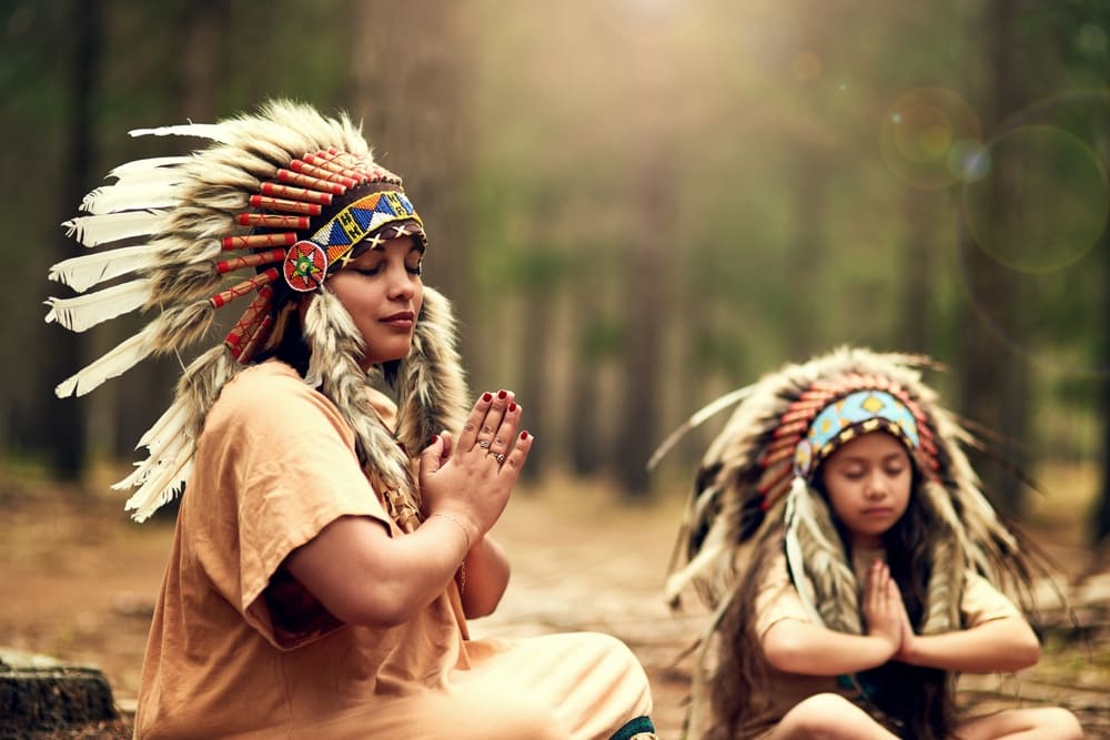 NativeAmericanChiefWomanAndOutdoorForMeditationWithChild - SomethingBeautiful!!