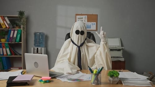 PersonDressedAsGhostDayAtWorkHalloweenBusinessmanGhost - SomethingBeautiful!!